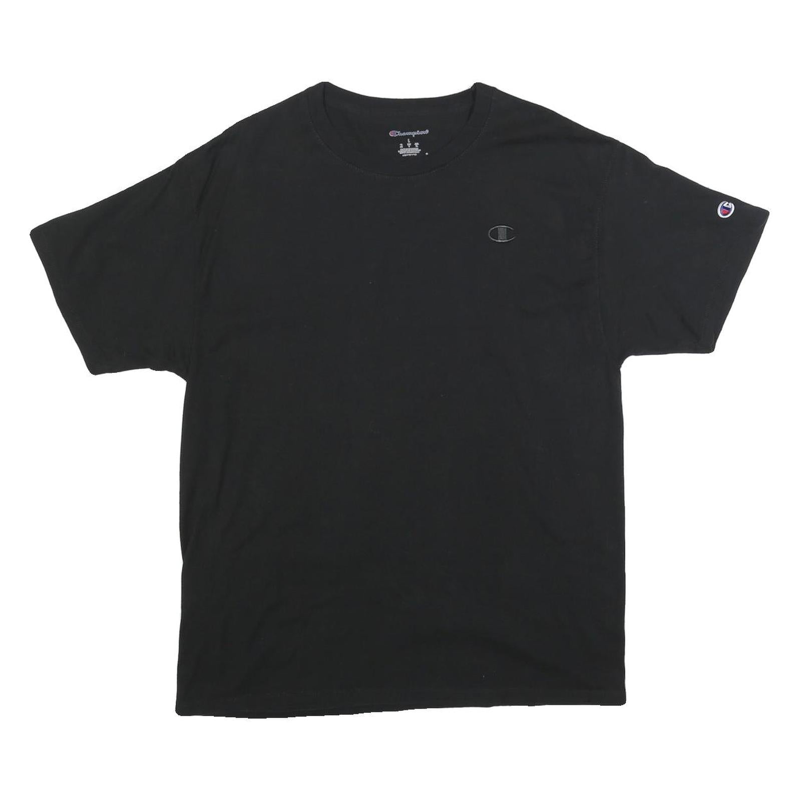 CHAMPION Mens Black Classic T-Shirt L Short Sleeve Crew Neck Cotton Blend