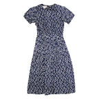 MAGGIE BOUTIQUE Womens A-Line Dress Blue Spotted Short Sleeve Long M