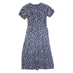 MAGGIE BOUTIQUE Womens A-Line Dress Blue Spotted Short Sleeve Long M