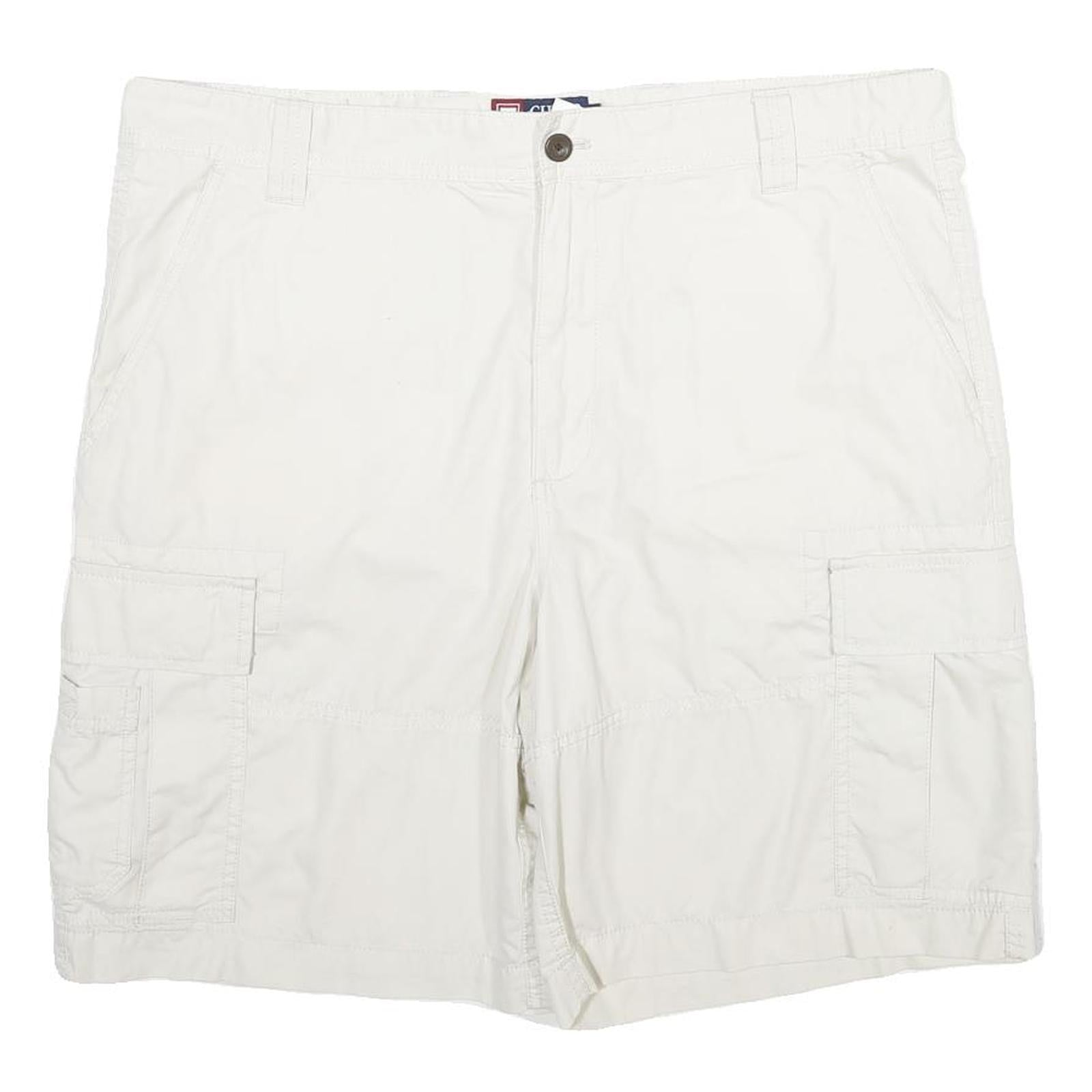CHAPS Mens White Casual Cargo Shorts XL W38 Cotton Blend Relaxed Fit