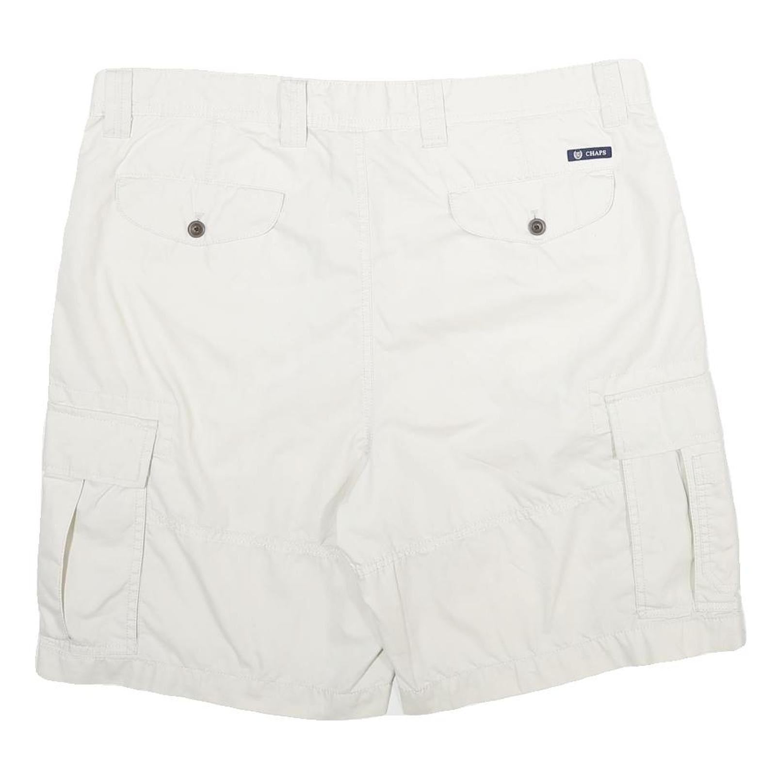CHAPS Mens White Casual Cargo Shorts XL W38 Cotton Blend Relaxed Fit