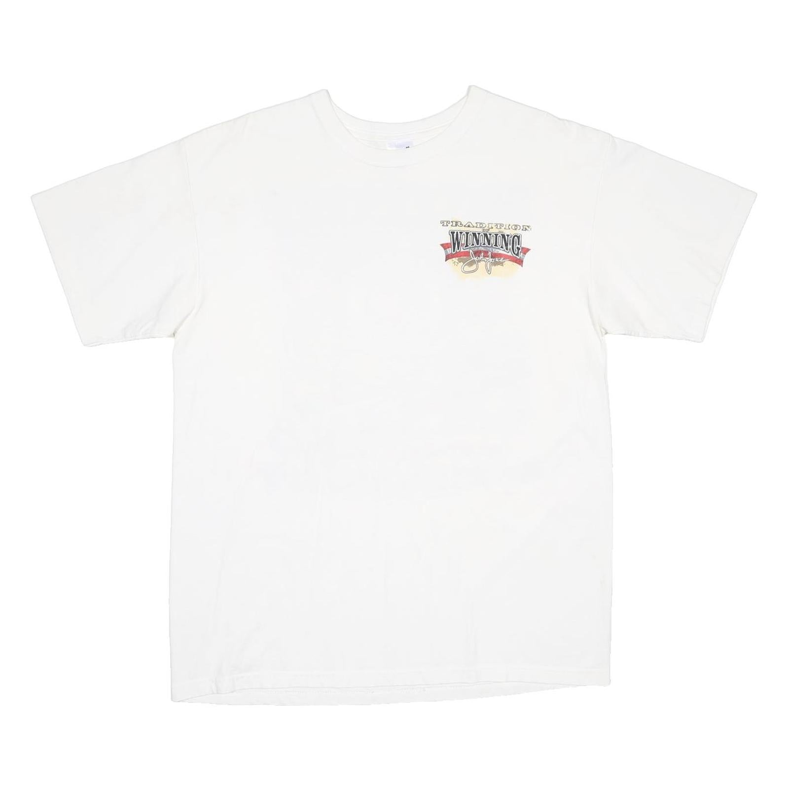 ANVIL Mens White Racing Graphic T-Shirt L Short Sleeve Crew Neck Vintage Style