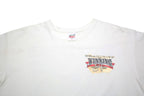 ANVIL Mens White Racing Graphic T-Shirt L Short Sleeve Crew Neck Vintage Style