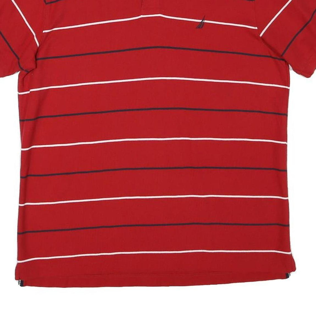 NAUTICA Mens Red Striped Short Sleeve Polo Shirt M Classic Cotton Blend