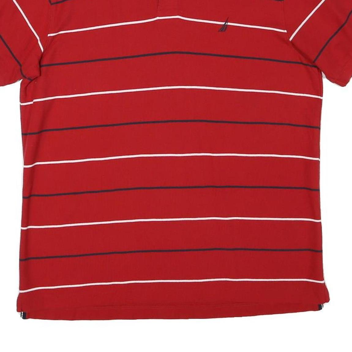 NAUTICA Mens Red Striped Short Sleeve Polo Shirt M Classic Cotton Blend