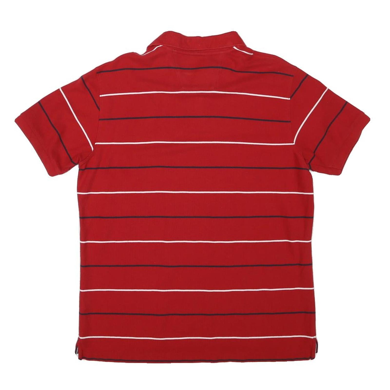 NAUTICA Mens Red Striped Short Sleeve Polo Shirt M Classic Cotton Blend
