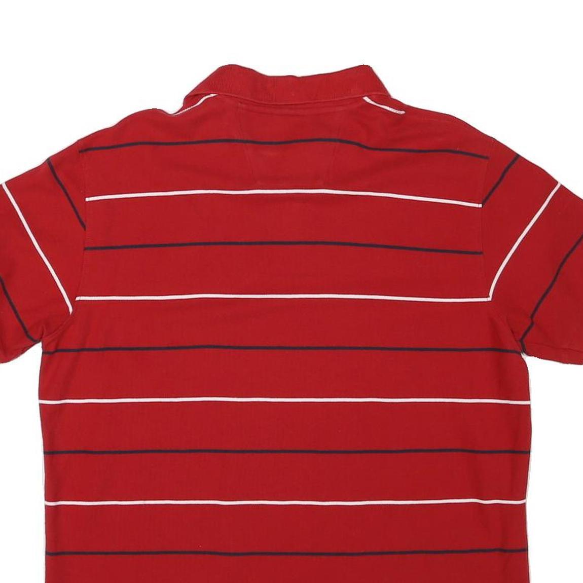 NAUTICA Mens Red Striped Short Sleeve Polo Shirt M Classic Cotton Blend