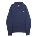 POLO RALPH LAUREN Mens Navy Blue Shawl Collar M Cotton Blend Sweatshirt