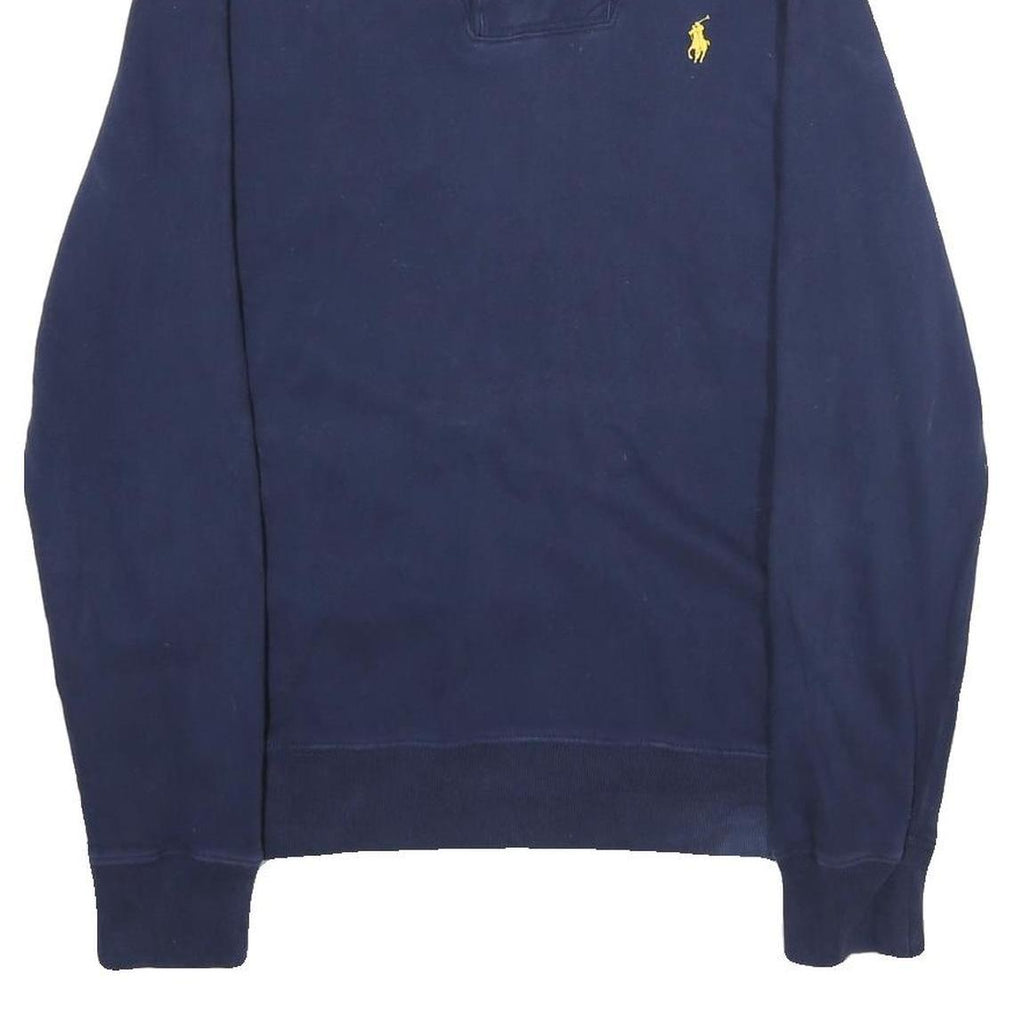 POLO RALPH LAUREN Mens Navy Blue Shawl Collar M Cotton Blend Sweatshirt