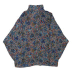 Womens Blue Brown Printed Button Shirt Long Sleeve Collared L Polyester Blend