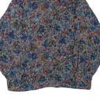 Womens Blue Brown Printed Button Shirt Long Sleeve Collared L Polyester Blend