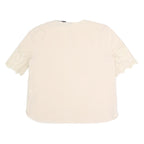 ZARA Womens Cream Top Short Sleeve Round Neck Lace Detail L Elegant