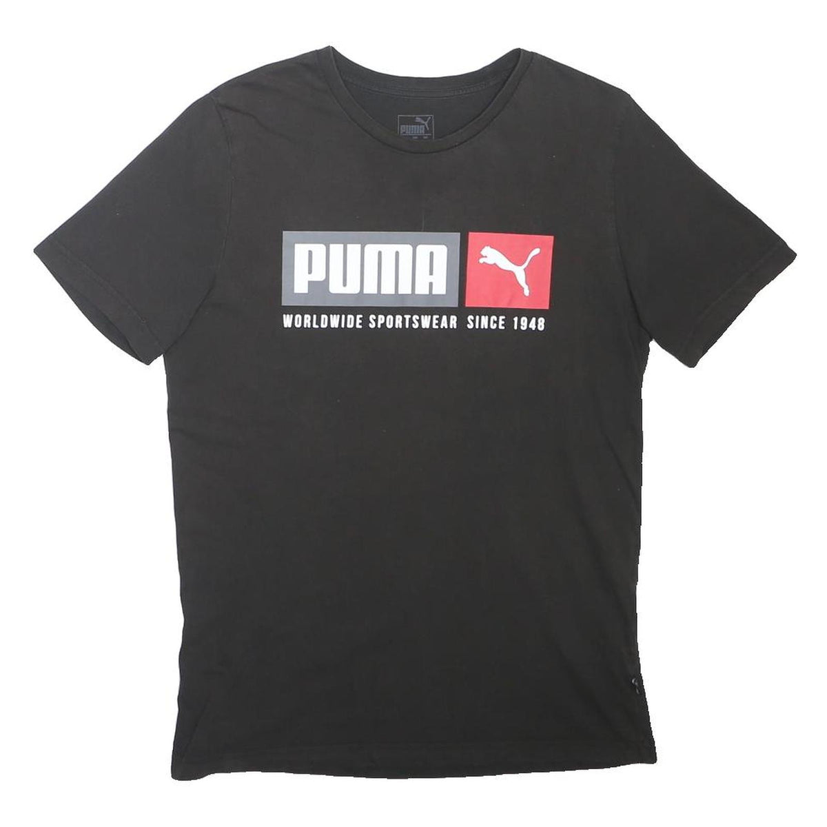 PUMA Mens Black Graphic T-Shirt M Short Sleeve Crew Neck Cotton Blend Casual
