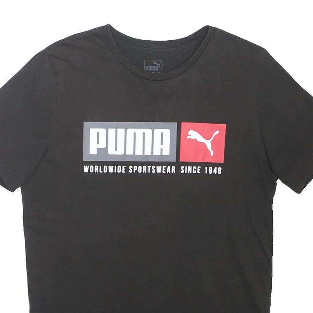 PUMA Mens Black Graphic T-Shirt M Short Sleeve Crew Neck Cotton Blend Casual