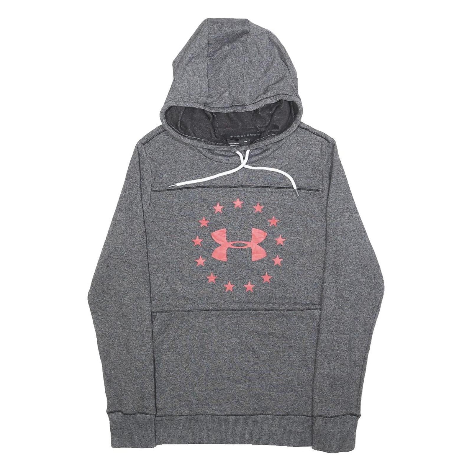 UNDER ARMOUR Mens Grey Hoodie S Cotton Blend Pullover Sportswear