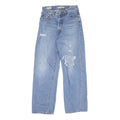 LEVI'S Womens Regular Fit Blue Denim Straight Jeans W25 L27 Distressed Zip