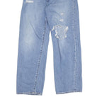 LEVI'S Womens Regular Fit Blue Denim Straight Jeans W25 L27 Distressed Zip