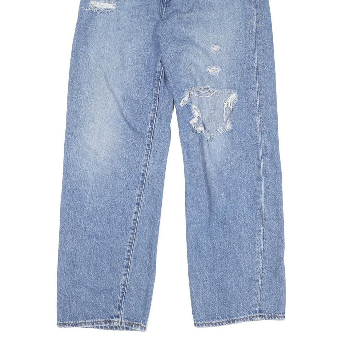 LEVI'S Womens Regular Fit Blue Denim Straight Jeans W25 L27 Distressed Zip