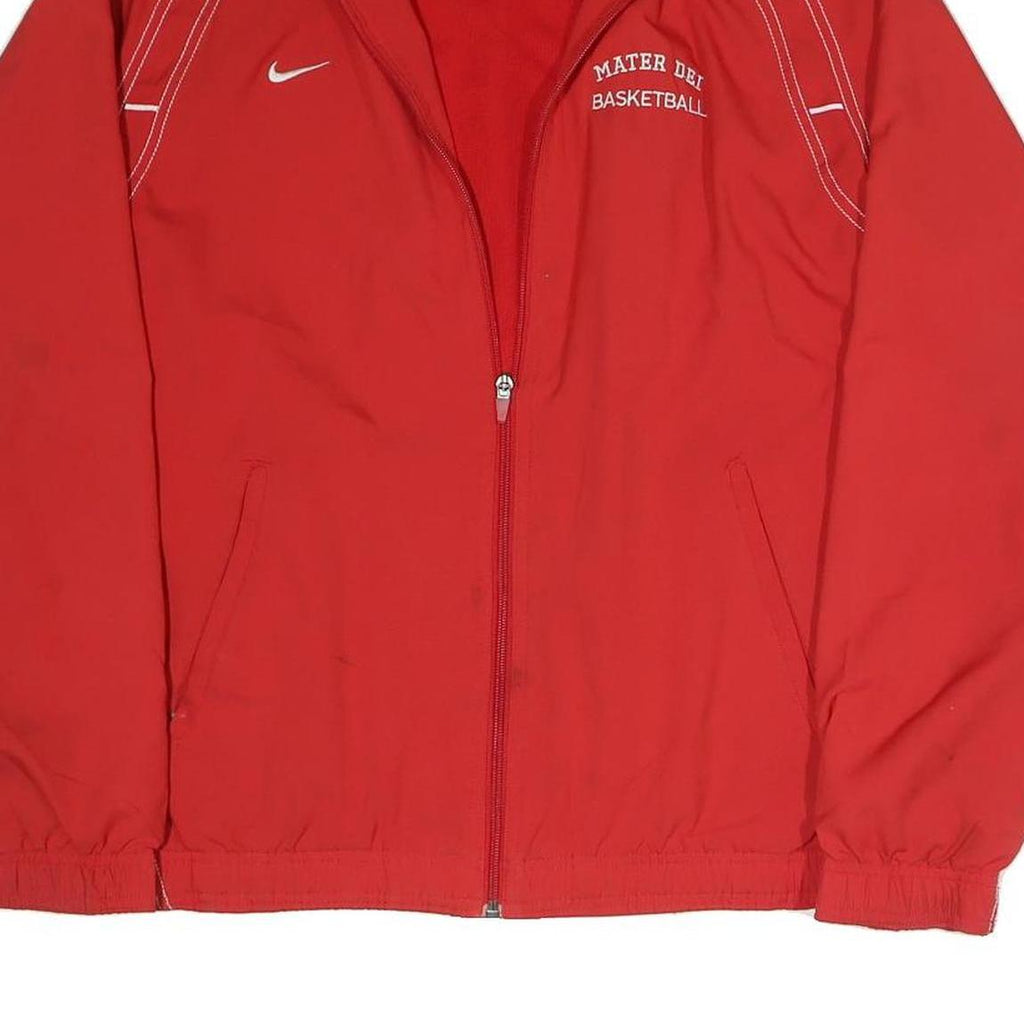 NIKE Mens Red Basketball Sports Zip Jacket M Polyester Blend Plain Lightweight