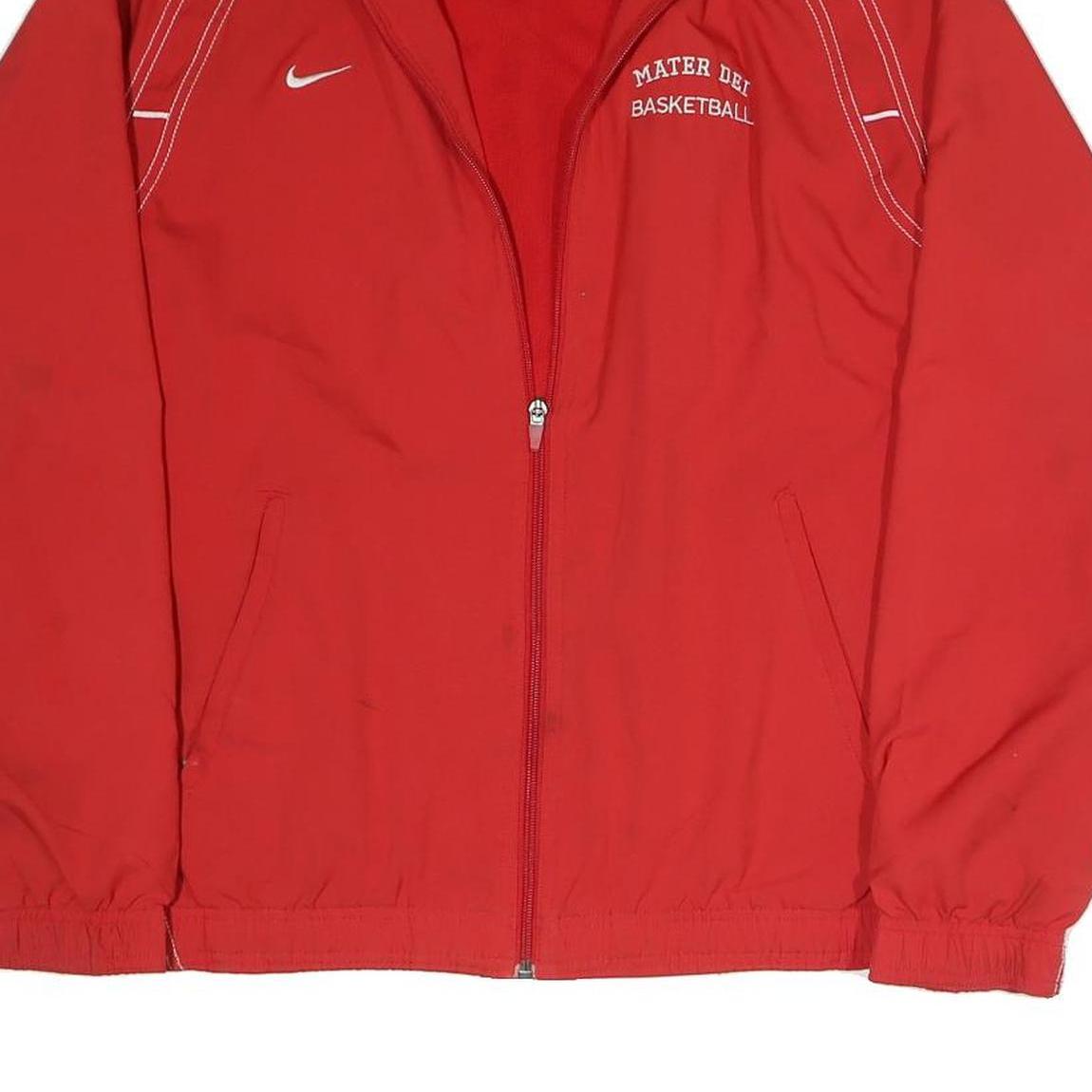 NIKE Mens Red Basketball Sports Zip Jacket M Polyester Blend Plain Lightweight