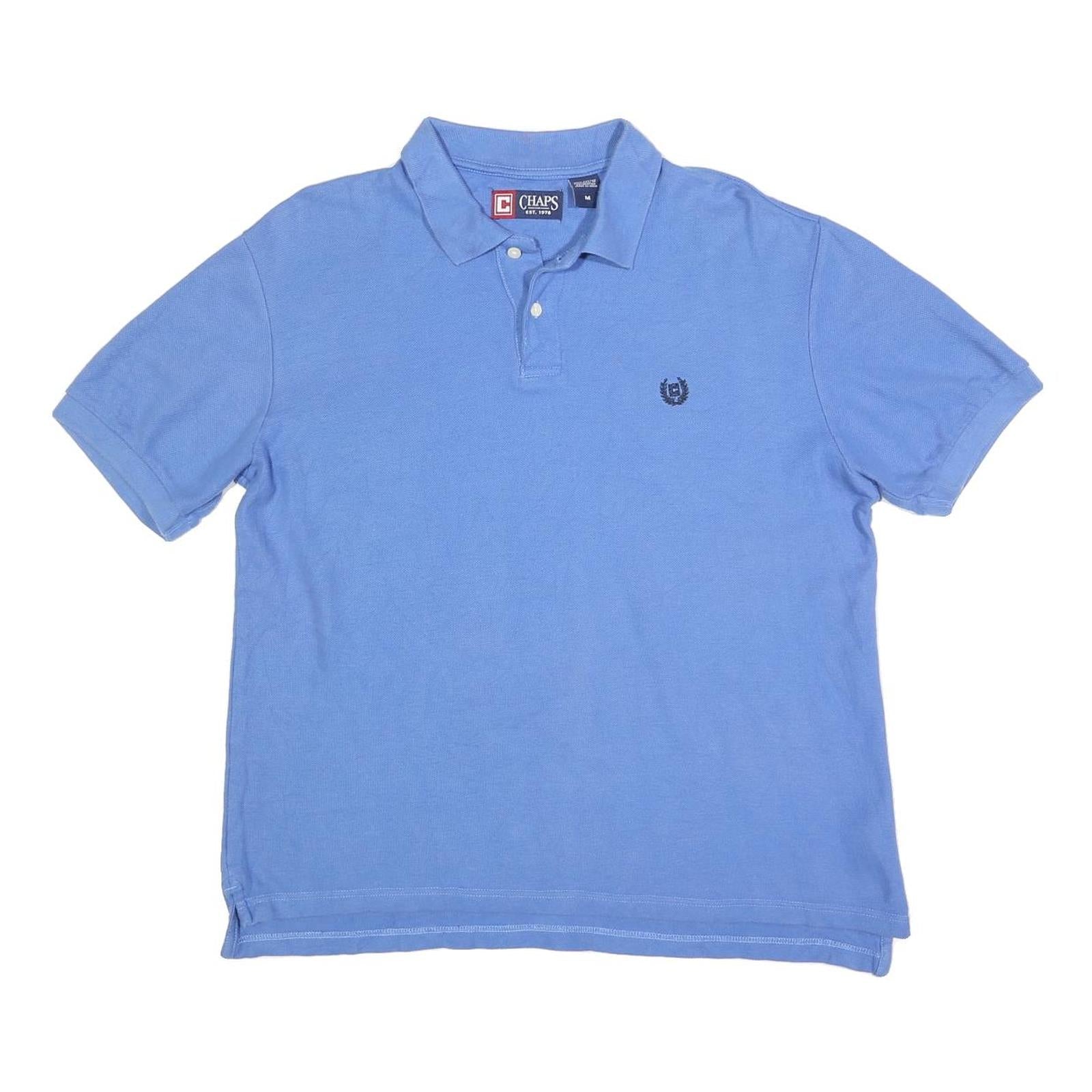 CHAPS Mens Blue Cotton Blend Polo Shirt Short Sleeve M Classic Fit Casual