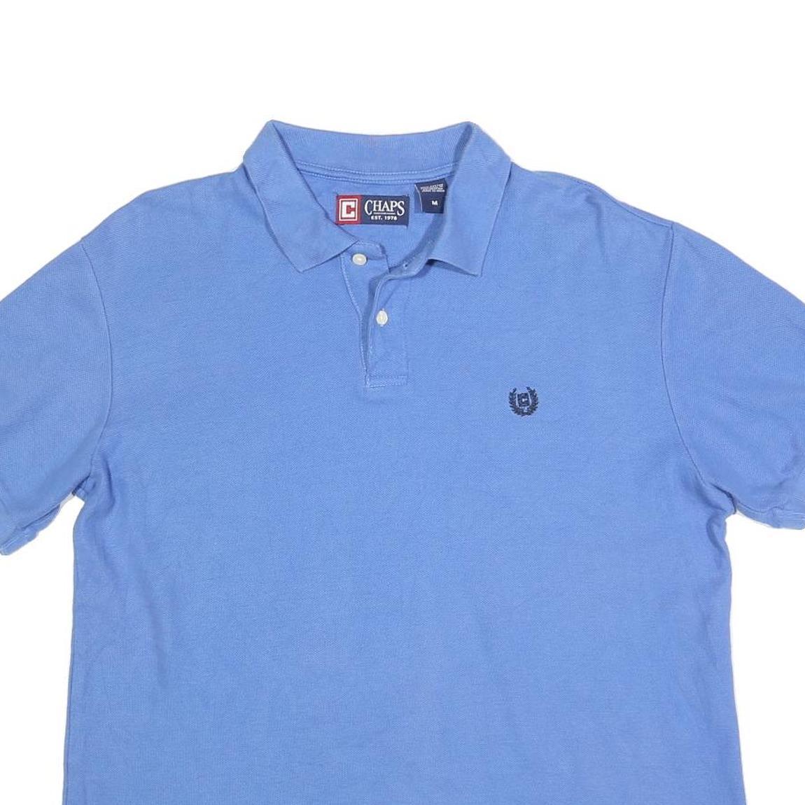 CHAPS Mens Blue Cotton Blend Polo Shirt Short Sleeve M Classic Fit Casual