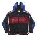 REEBOK Mens Black & Blue Track Jacket L Polyester Blend Sports Style Zip Hooded