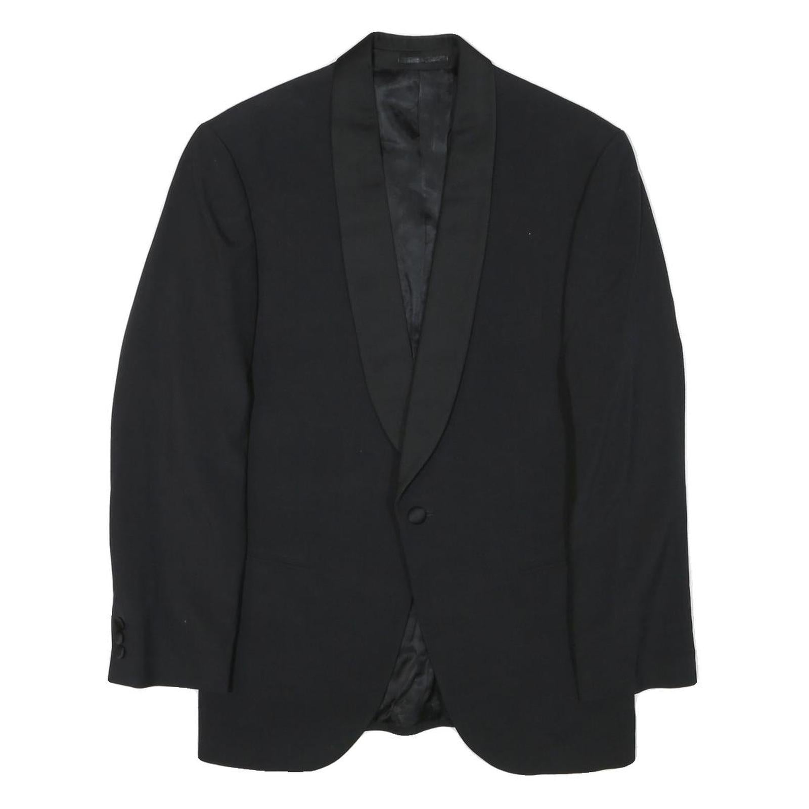 CONCORD Mens Black Wool Blend Tailored Jacket S Button Closure Plain