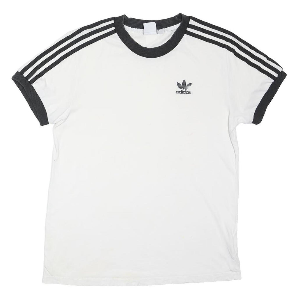ADIDAS ORIGINALS Womens White & Black T-Shirt UK 6 Short Sleeve Crew Neck Cotton