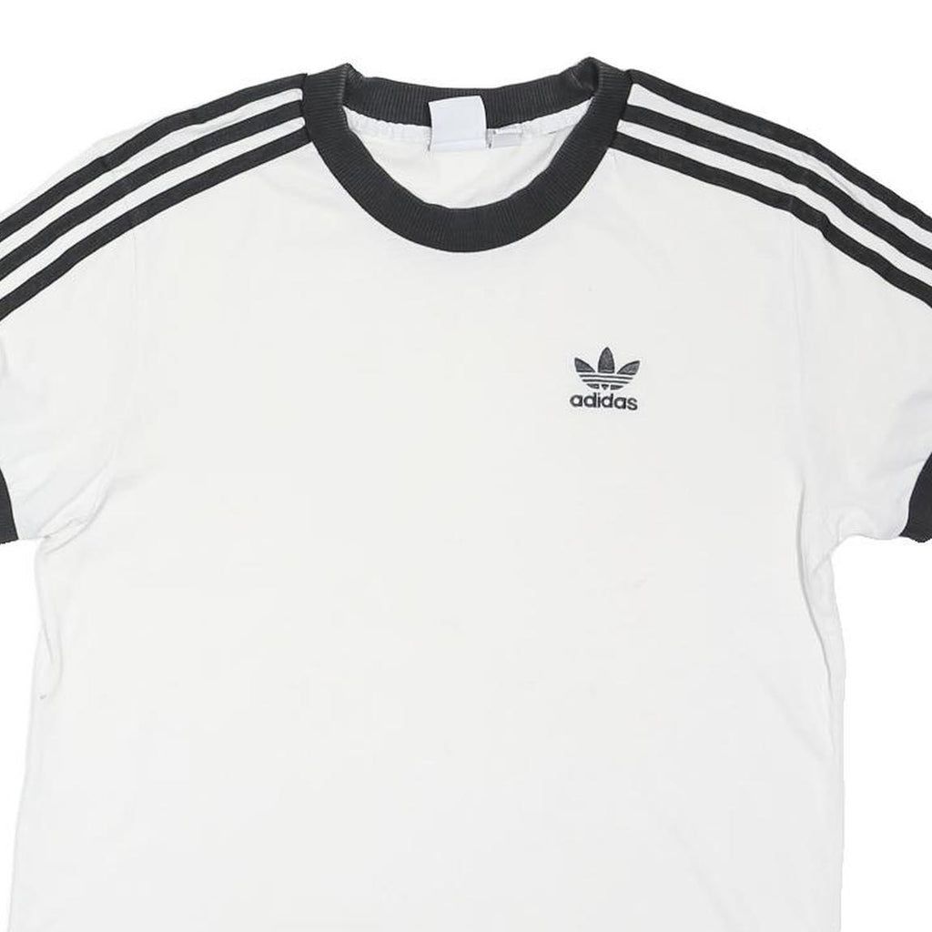 ADIDAS ORIGINALS Womens White & Black T-Shirt UK 6 Short Sleeve Crew Neck Cotton