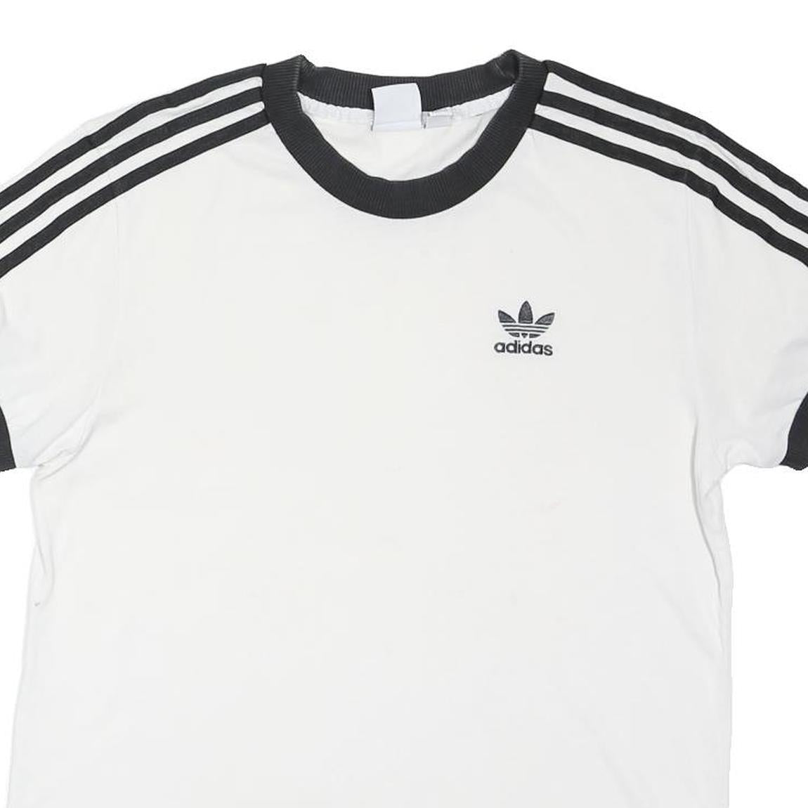 ADIDAS ORIGINALS Womens White & Black T-Shirt UK 6 Short Sleeve Crew Neck Cotton