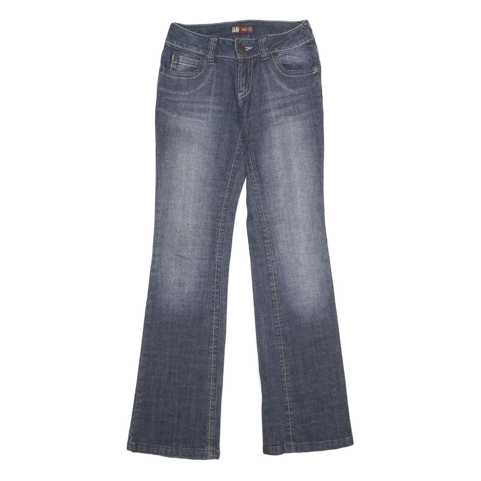 SB DENIM Womens Regular Fit Bootcut Denim Jeans Dark Blue W26 L34 Stylish