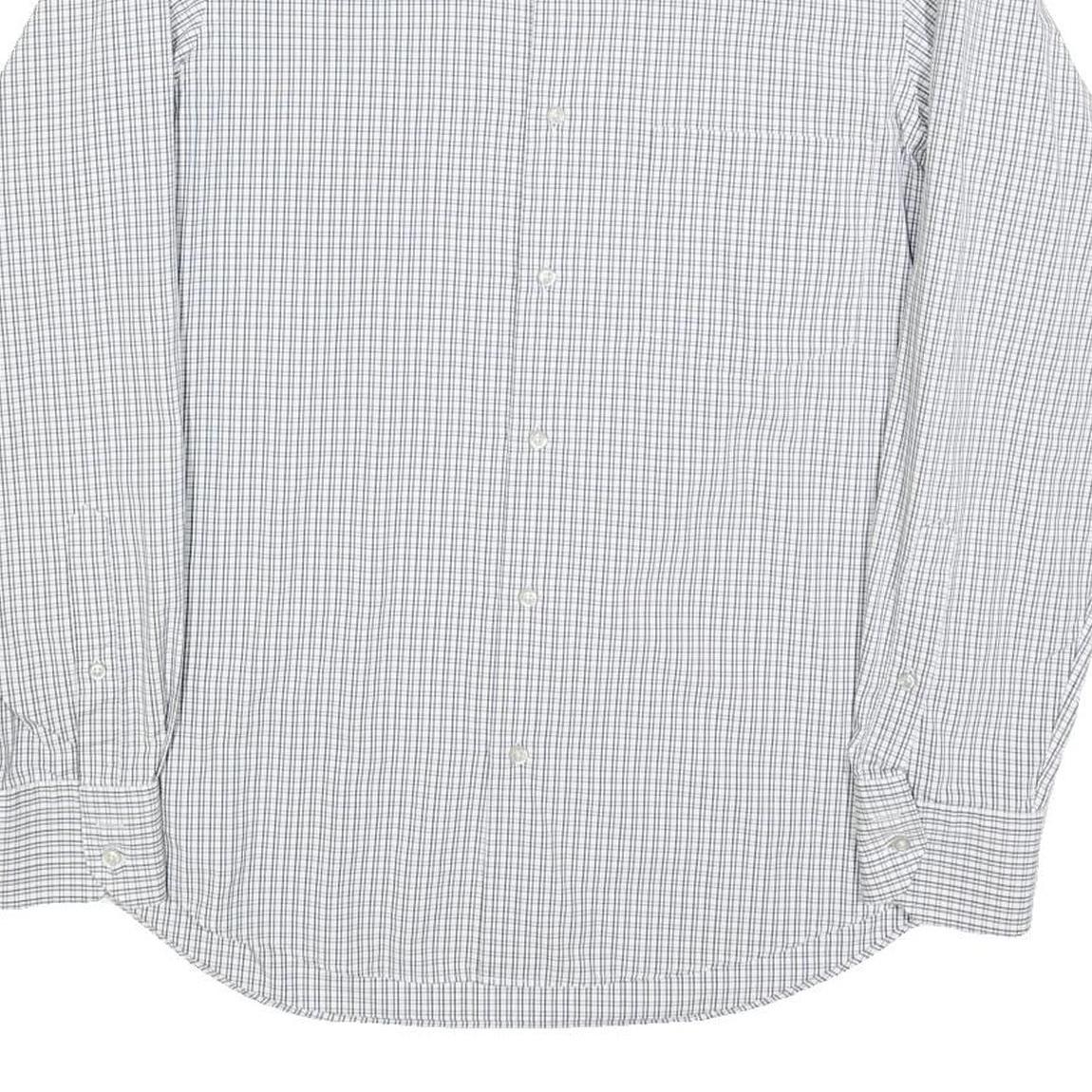 HUGO BOSS Mens White & Black Checked Shirt M Cotton Blend Classic Formal