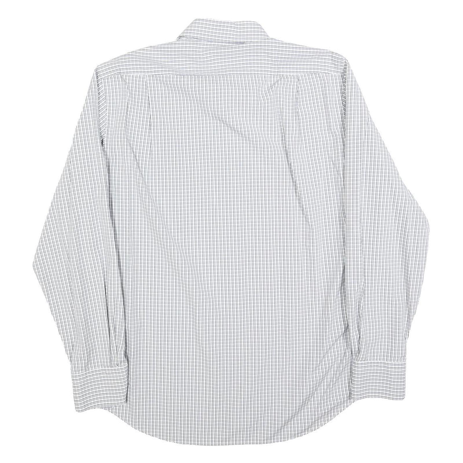 HUGO BOSS Mens White & Black Checked Shirt M Cotton Blend Classic Formal