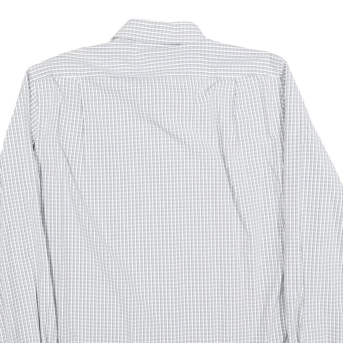 HUGO BOSS Mens White & Black Checked Shirt M Cotton Blend Classic Formal