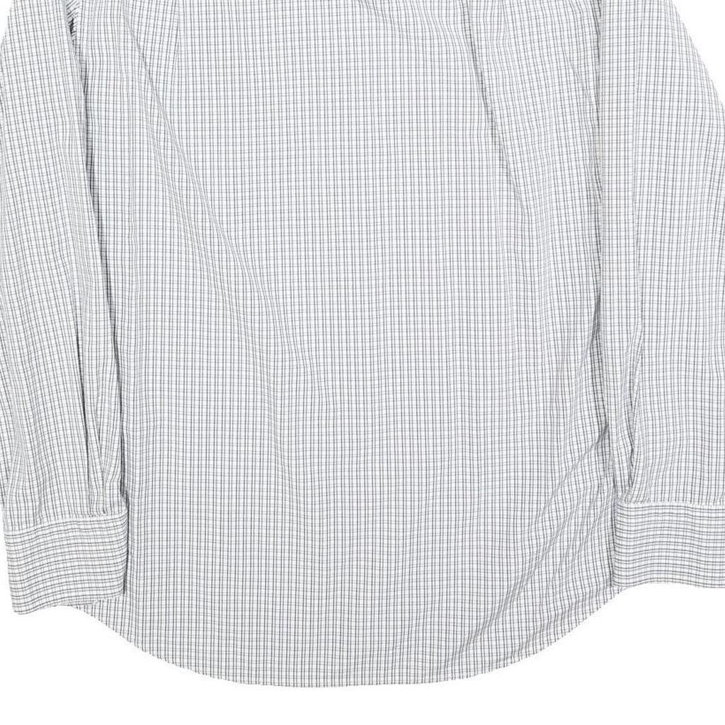 HUGO BOSS Mens White & Black Checked Shirt M Cotton Blend Classic Formal