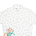 WATTG Mens Hawaiian Shirt White Floral M