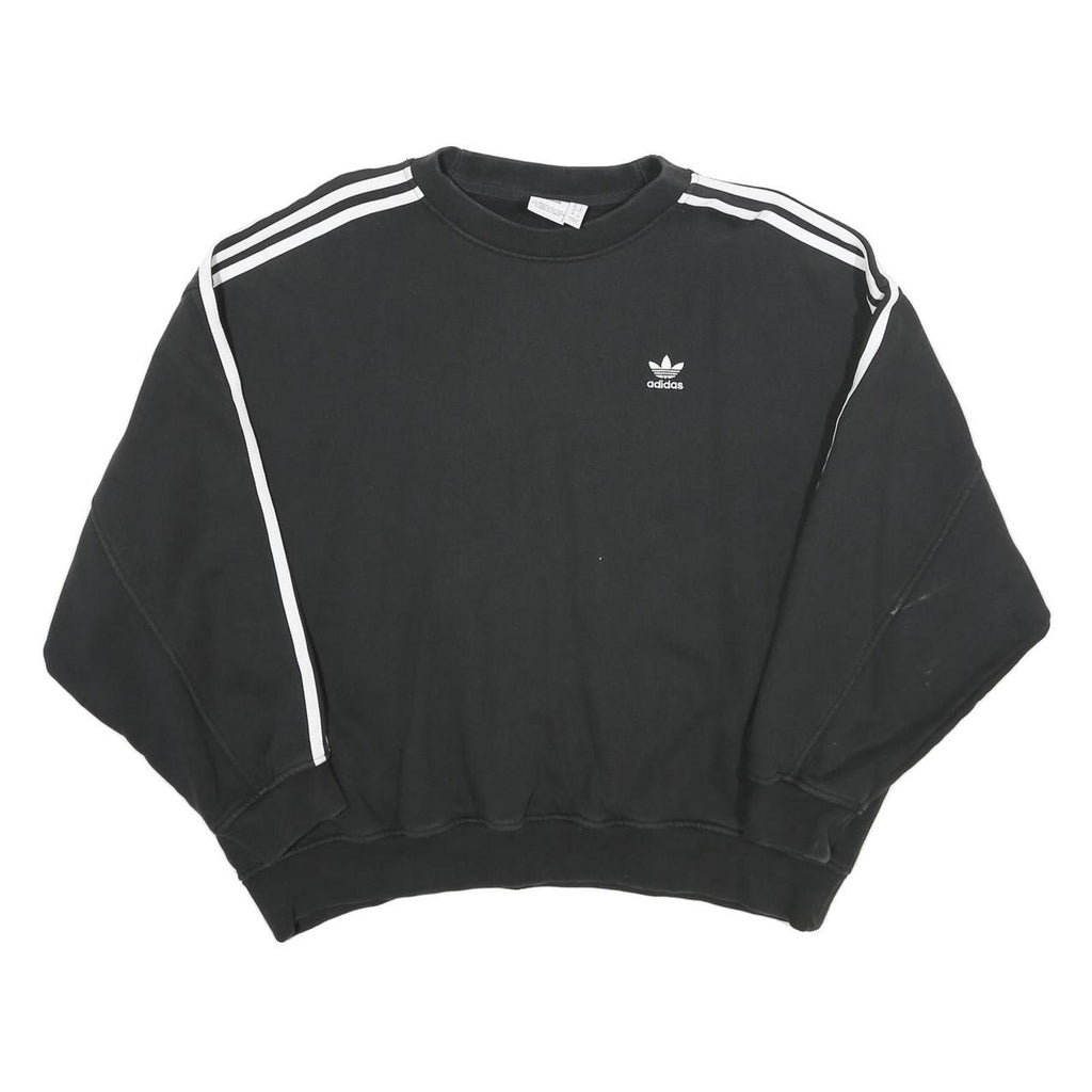 ADIDAS Womens Black & White Sweatshirt Crew Neck UK 10 Logo Classic Sportswear