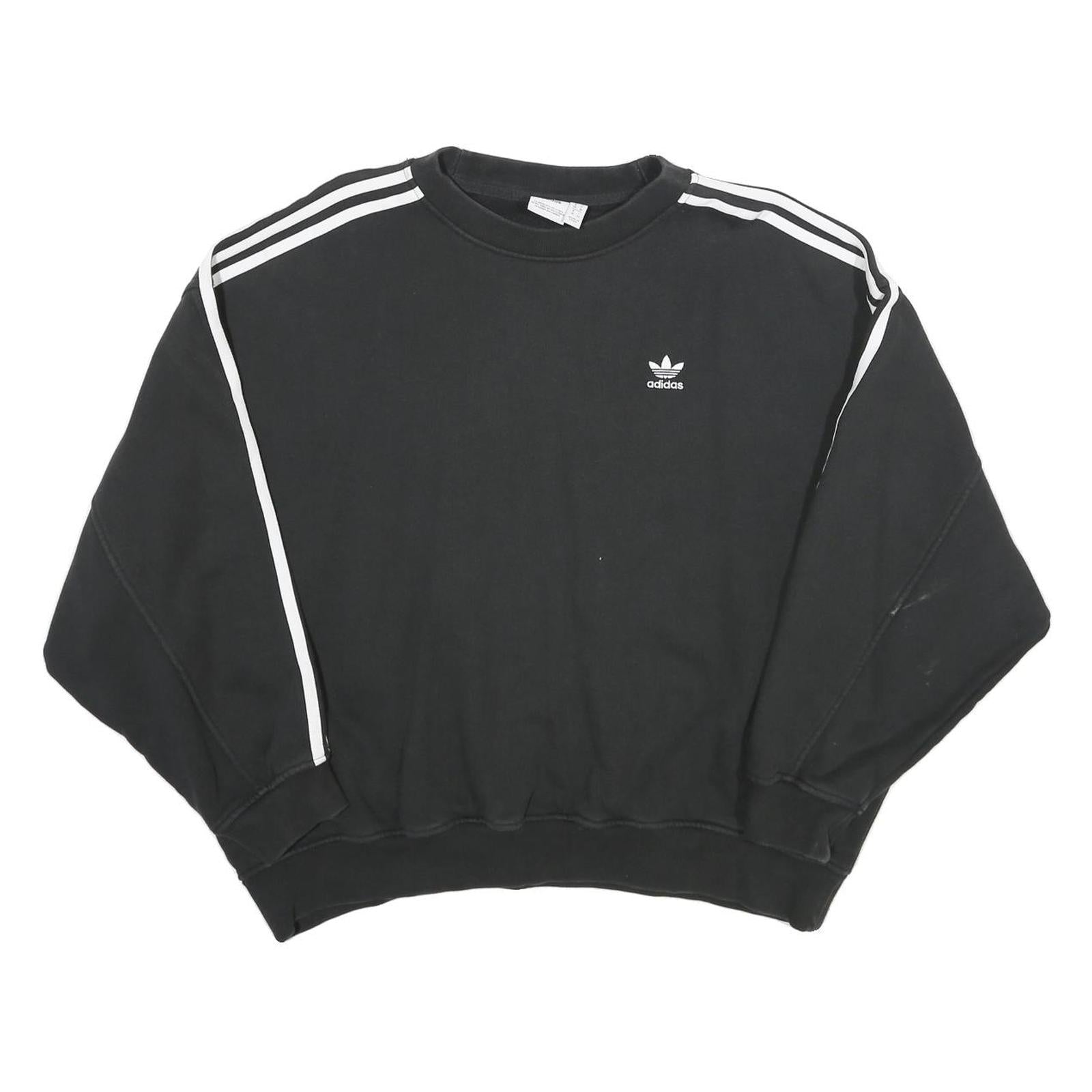 ADIDAS Womens Black & White Sweatshirt Crew Neck UK 10 Logo Classic Sportswear