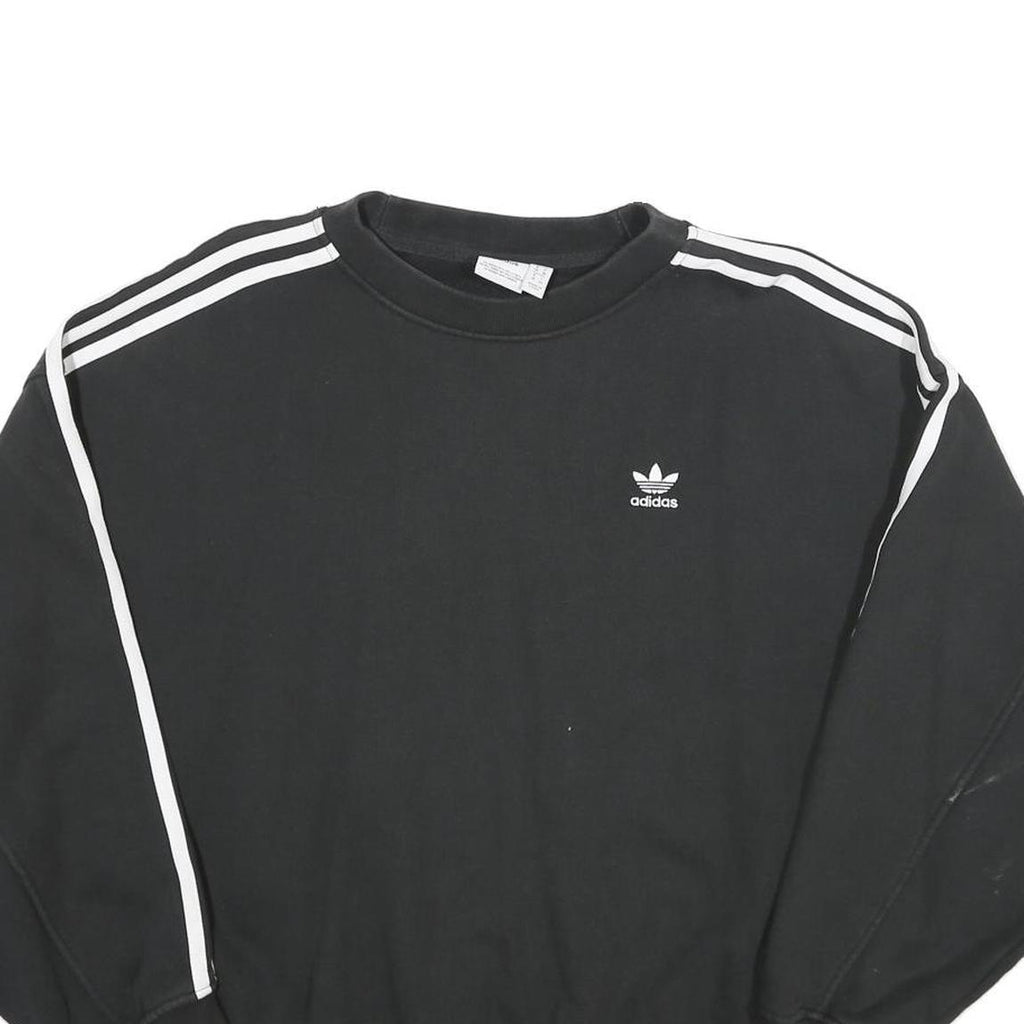 ADIDAS Womens Black & White Sweatshirt Crew Neck UK 10 Logo Classic Sportswear