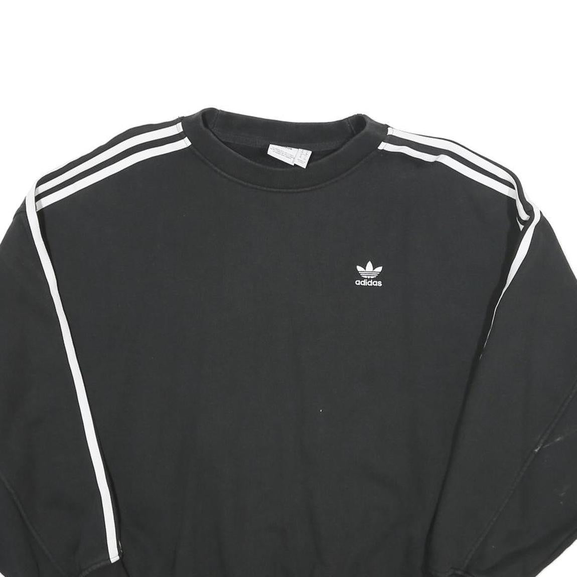 ADIDAS Womens Black & White Sweatshirt Crew Neck UK 10 Logo Classic Sportswear