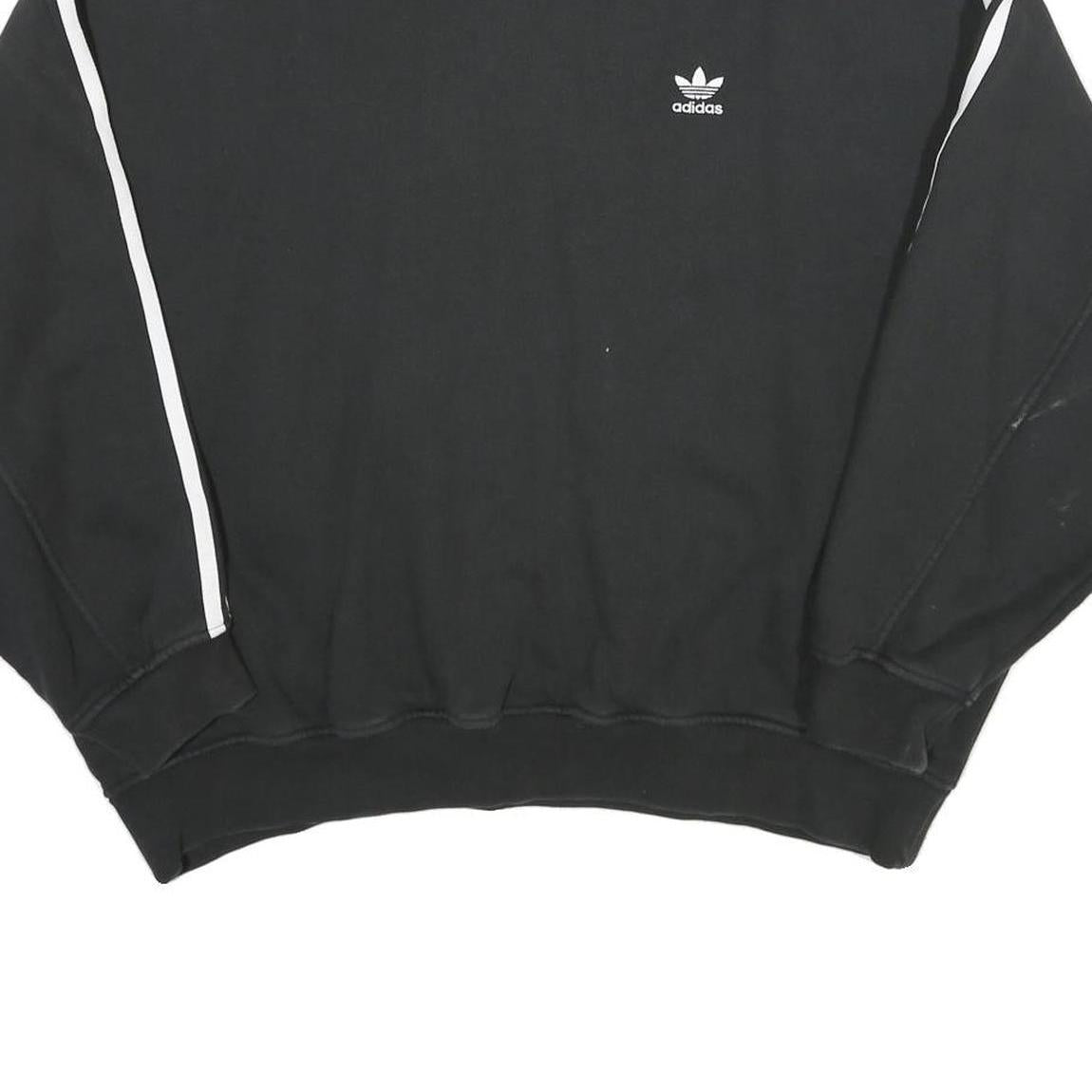 ADIDAS Womens Black & White Sweatshirt Crew Neck UK 10 Logo Classic Sportswear