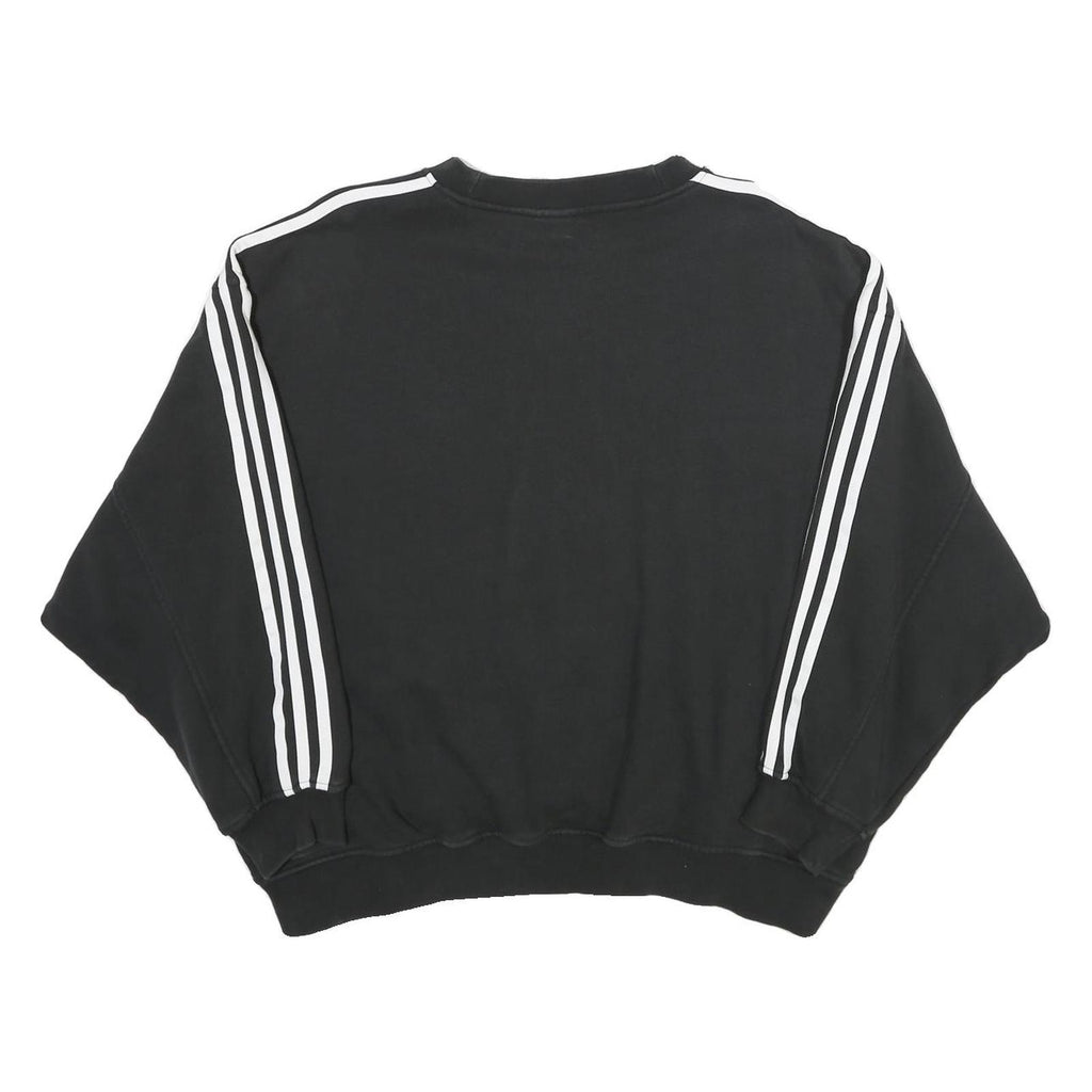 ADIDAS Womens Black & White Sweatshirt Crew Neck UK 10 Logo Classic Sportswear