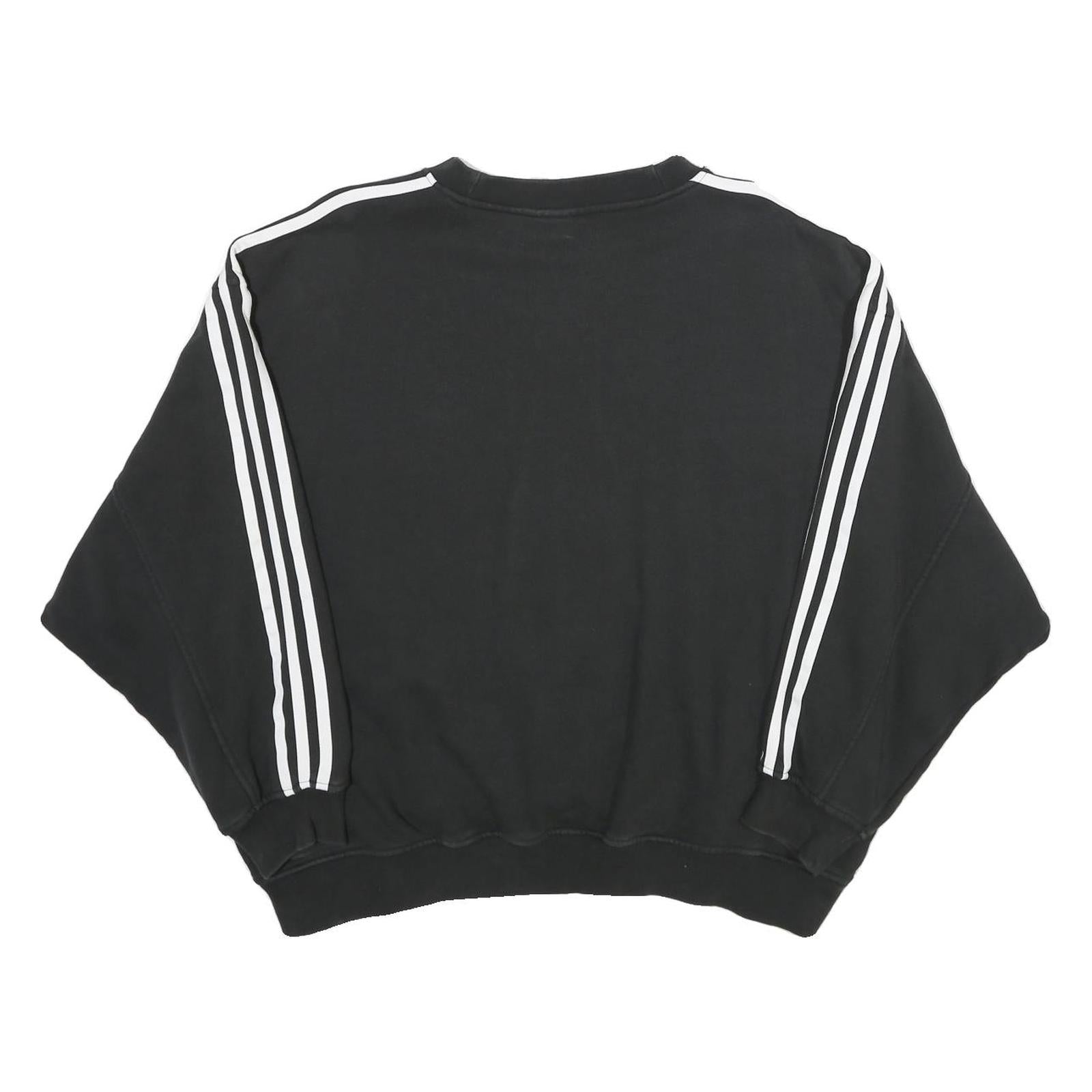 ADIDAS Womens Black & White Sweatshirt Crew Neck UK 10 Logo Classic Sportswear