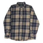 RIDGECUT Mens Beige & Blue Check Shirt M Button-Down Casual Cotton Blend