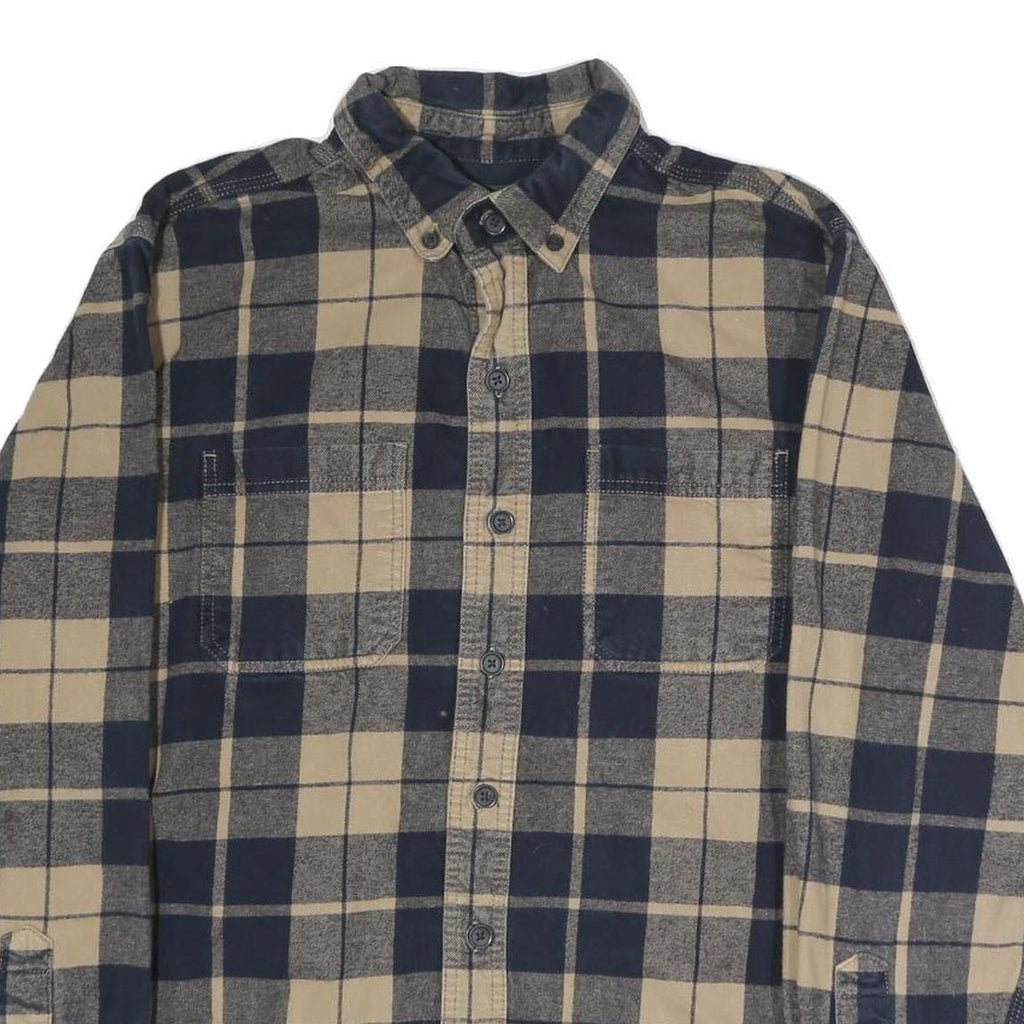 RIDGECUT Mens Beige & Blue Check Shirt M Button-Down Casual Cotton Blend