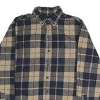 RIDGECUT Mens Beige & Blue Check Shirt M Button-Down Casual Cotton Blend