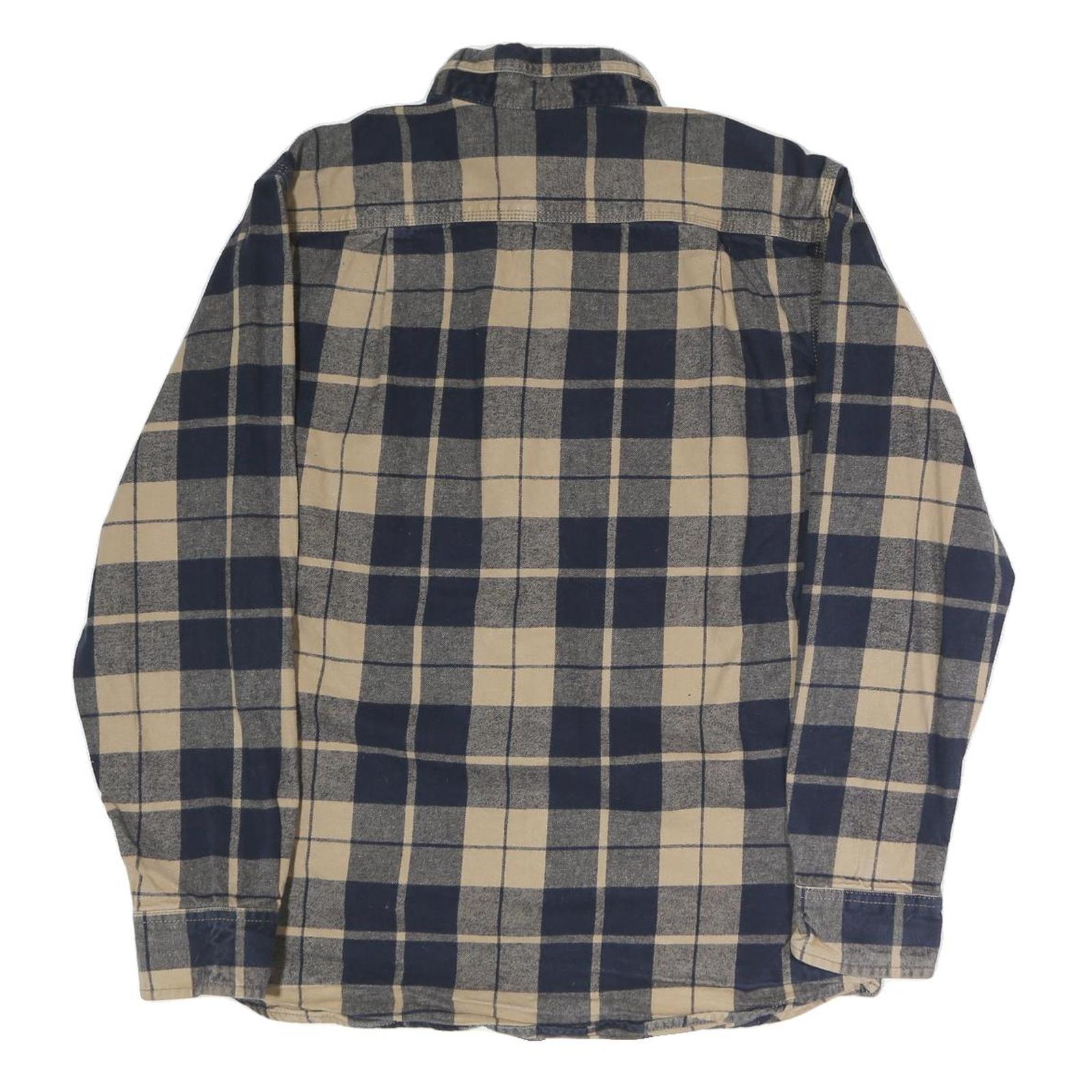 RIDGECUT Mens Beige & Blue Check Shirt M Button-Down Casual Cotton Blend