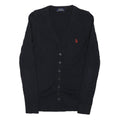 POLO RALPH LAUREN Womens Black Cable Knit Button Up Jumper M Classic Cotton