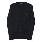 POLO RALPH LAUREN Womens Black Cable Knit Button Up Jumper M Classic Cotton